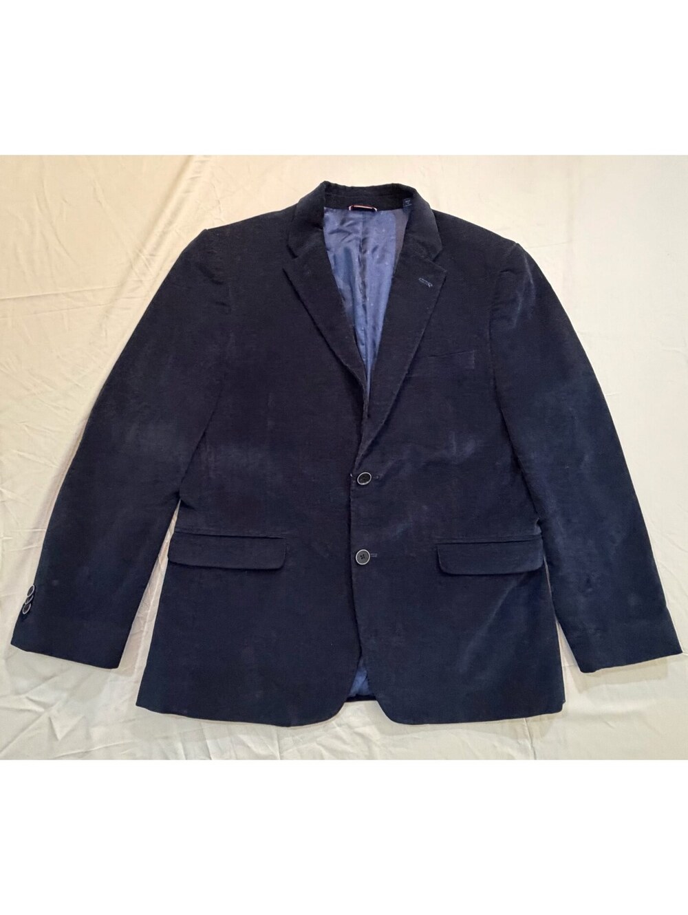 Tommy Hilfiger Men’s 40S Navy Corduroy Blazer Elbow Patch Sport Coat